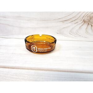 Vintage State Line Inn Brown Glass Ashtray Wendover Utah Nevada Hotel Casino